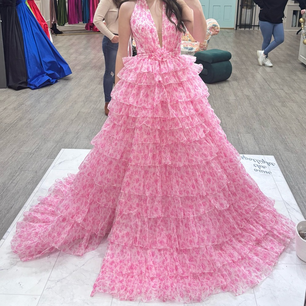 Sherri Hill Pink Layered Prom Dress- Style number: 57100